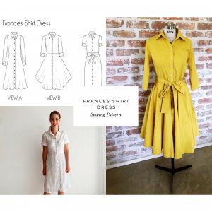 Frances Shirt Dress PDF Sewing Pattern — 3 Skirt Options, Linen & Cotton | Sizes XXS–XXL