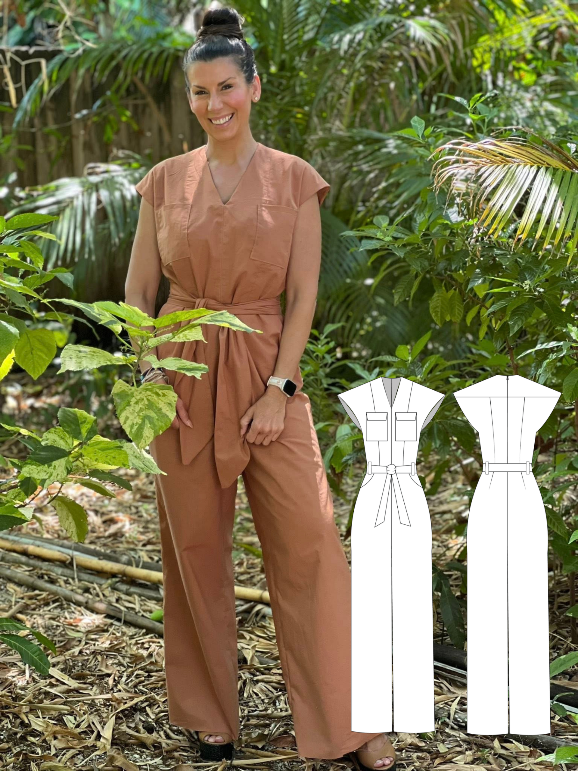Isabella Jumpsuit PDF Sewing Pattern — Wide-Leg, Long & Cropped Options | Sizes XXS–XXL